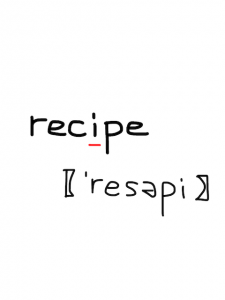 recipe/receipt　似た英単語/似ている英単語　画像