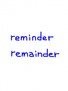 reminder/remainder　似た英単語/似ている英単語　画像