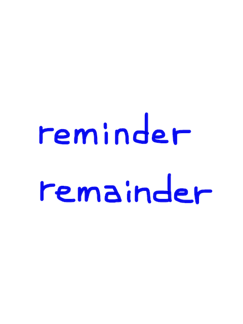 reminder/remainder　似た英単語/似ている英単語　画像