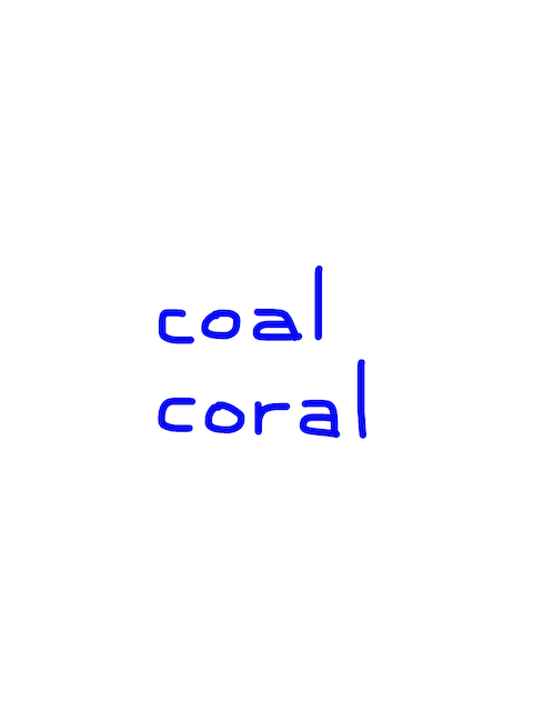 coal/coral　似た英単語/似ている英単語　画像