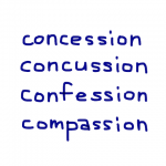 concession/concussion/confession/compassion　似た英単語/似ている英単語　画像