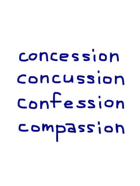 concession/concussion/confession/compassion　似た英単語/似ている英単語　画像