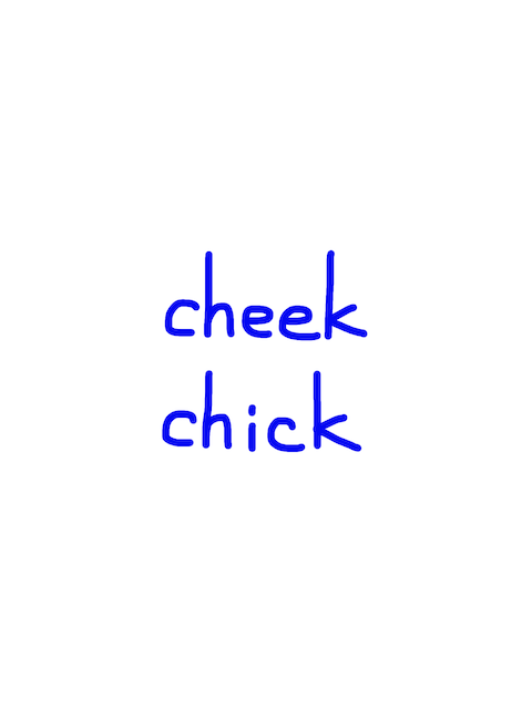 cheek/chick　似た英単語/似ている英単語　画像