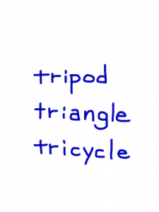 tripod/triangle/tricycle　似た英単語/似ている英単語　画像