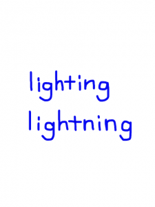 lighting/lightning　似た英単語/似ている英単語　画像