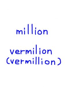 million/vermilion　似た英単語/似ている英単語　画像