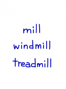 mill/windmill/treadmill　似た英単語/似ている英単語　画像