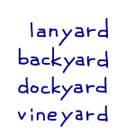 lanyard/backyard/dockyard/vineyard　似た英単語/似ている英単語　画像