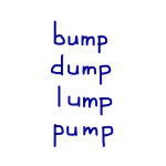 bump / dump / lump / pump　似た英単語/似ている英単語　画像
