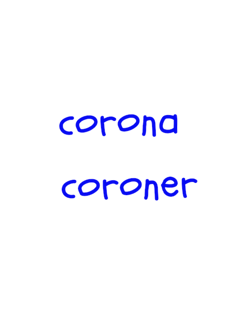 corona / coroner　似た英単語/似ている英単語　画像