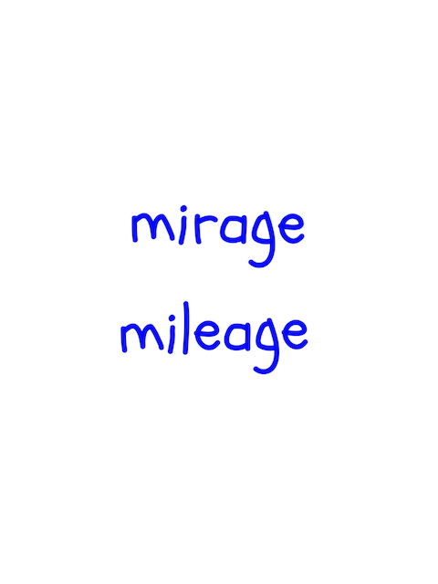 mirage / mileage　似た英単語/似ている英単語　画像